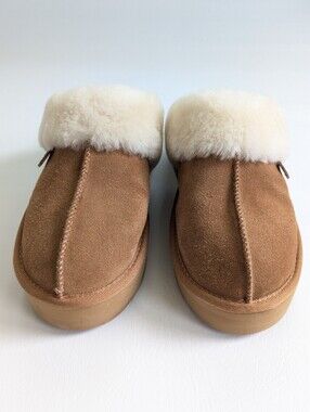 Fireside By Dearfoams Women's Merton Shearling Scuff Slippers Chestnut Size 9